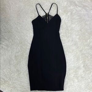 Lulu's Black Bodycon Cocktail Dress Sleeveless V-Neck